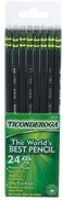 Ticonderoga No. 2 Soft Pencils, Twelve 24 Count Hang-Tab Boxes, Total 288 Pencils (Pack of 12)- (Wood-Cased, Black Writing) in Matte Black (13926)
