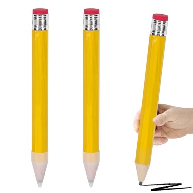 FOIMAS 3pcs Giant Wooden Pencils,13.4 Inch Novelty Jumbo Pencil Prop with Eraser for School Office Prop Supply Novelty Gift,Yellow