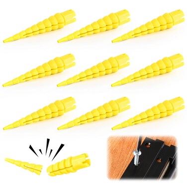 Dunkive 10 Pcs Wood Anchor, Stripped Wood Screw Hole Repair Kit for Wood, Door, Fixing Stripped Wood Screw Holes Fast Fits Wood Screws Sizes #2 to #16