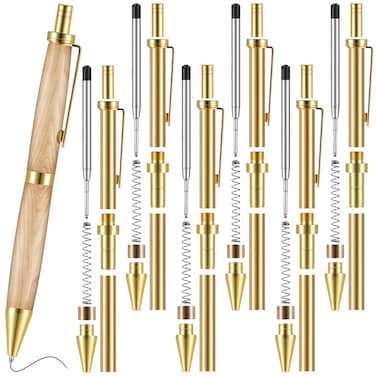 Janlaugh 6 Pcs Retractable Pen Kits for Wood Turning 8 mm Click Pen Kits with Refills Lathe Turning Supplies for Pen Making Woodturning Project DIY Friend Gifts Supplies