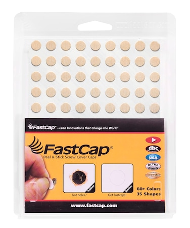 FastCap - Screw Hole Covers, 3/8" (9mm) Round Stickers - Professional Woodworking, Furniture, and Cabinetry Projects - Five Sheets (90 Caps on Each Sheet) - Unfinished Real Wood, Color - White Birch