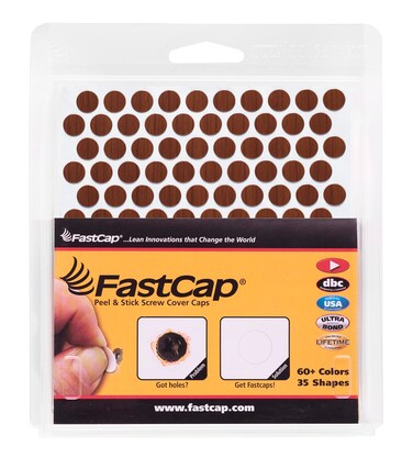 FastCap - Screw Hole Covers, 3/8'' (9mm) Stickers - Professional Woodworking &amp; Cabinetry - One Sheet (120-Caps) - Woodgrain PVC, Color - Bourbon Cherry, (FC-74916-3/8)