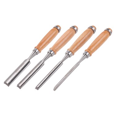 logyues Wood Handle Chrome Vanadium Steel Woodworking Chisel Tool Set 6/12/18/24MM