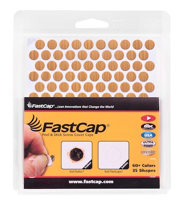 FastCap - Screw Hole Covers, 3/8" (9mm) Stickers - Professional Woodworking, Furniture, Cabinetry Projects - 5 - Sheets (600 - Caps) - Woodgrain PVC, Color - Light Oak