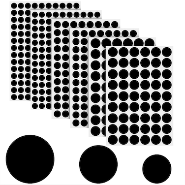Teaaha 580 PCS Screw Hole Stickers Self-Adhesive Screw Hole Covers,Self Tapping Plastic Furniture Screw Cap Covers Dustproof Waterproof Sticker 12mm, 15mm, 21mm Black
