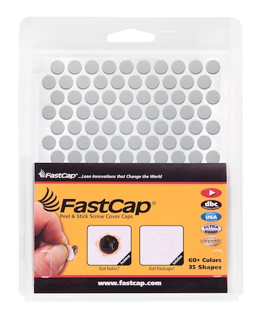 FastCap - Screw Hole Covers, 3/8" (9mm) Round Stickers - Professional Woodworking, Furniture, and Cabinetry Projects - 5 - Sheets (600 - Caps) - Solid PVC, Color - Fog Gray