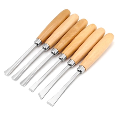 Wood Carving Chisels Set, Professional Hand Carver Knife Kit Gouges Woodworking Steel DIY Blades Tools Craft Engraving Supplies Sculpture Carpenter Experts Beginners Scrapers Sharpener V Parting 6Pcs