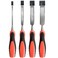 Socpuro 4 Piece Wood Chisel Tool Set, Sturdy CR-V Steel Chisels, 1/4", 1/2", 3/4", 1" Wood Chisels with Hammer End for Woodworking Carving