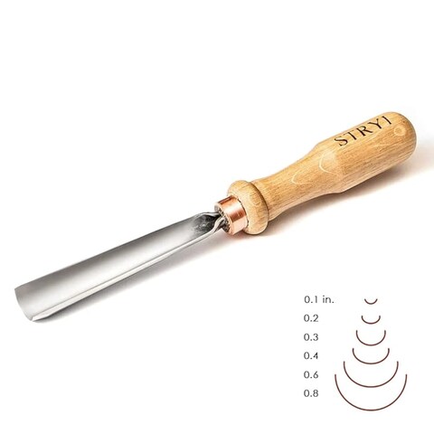 Stryi Wood Carving Gouge 0.6&quot; Blade Wide #9 Radial Profile - Deep Gouges, Rounded Chisel, Woodworking Gouge, Straight Hand Gouge For Soft and Hard Woods For Profi G915