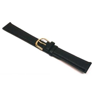 FindingKing Watch Band Black Leather Padded Smooth Calf 18mm Part