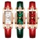 CdyBox 3 Pack Lady Quartz Small Watch with Square Roman Numerals Dial Vintage Dress Watch Rhinestone Wristwatches