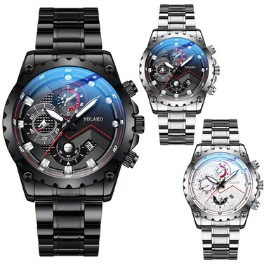 CdyBox Men Steel Band Sports Watches Fashion Quartz Wristwatch Business Wrist Watch