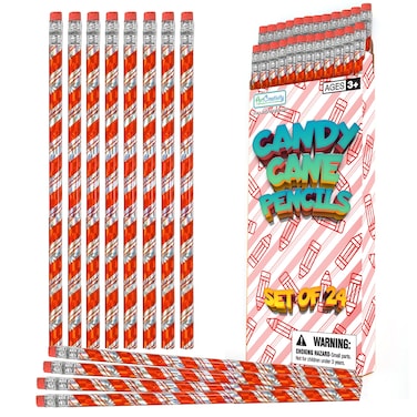 ArtCreativity Christmas Pencils for Kids, Pack of 24 &ndash; Cute Holiday Candy Cane Design Pencils with Erasers, Perfect for Stocking Stuffers, Classroom Supplies, Bulk Student Rewards, Winter Pencils
