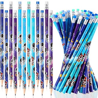 Spakon 48 Pieces Space Pencils for Kids First Day of School Pencil Space Party Favors Fun Astronaut Pencils with Eraser for Classroom Student Rewards Welcome Back to School Gifts