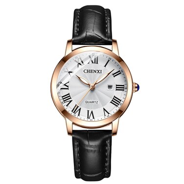 Tiong Ladies Quartz Watch Leather Strap Lightweight Watches, Fashion and Classic Black Color for Women Quartz Watches Gift - Black