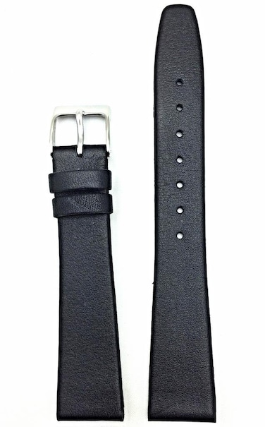 12mm Black Genuine Leather Watchband   Flat, Soft, No Padding Replacement Wrist Watchstrap that brings New Life to Any Watch (Womens Standard Length)