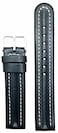 18mm Black Genuine Leather Watchband   Semi-Oily, Twin Padded Replacement Watchstrap with Off White Stitching that brings New Life to Any Watch (Mens Standard Length)