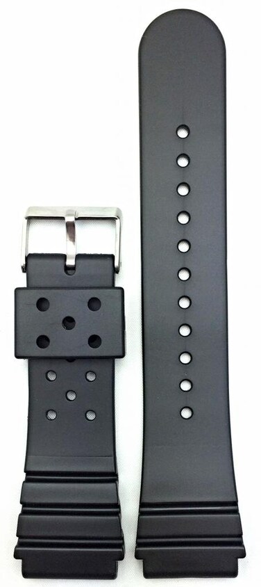 NewLife 24mm Black, Thick, Heavy Duty, Rubber Watchband - Comfortable and Durable, Heavy Duty PVC Material Replacement Wrist Watchstrap with a Checkered Pattern Keeper Ring Hoop Loop
