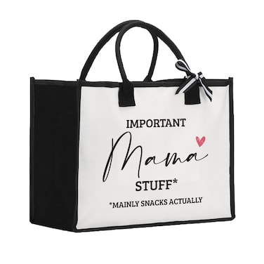 Gejoyse Mama Tote Bags for Women, Mama Gift Christmas Thanksgiving Birthday Mother's Day Gifts for Mama, Mom Gifts for New Mom, Canvas Tote Bag for Women, Important Mama Stuff Tote Bag