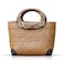 Beach Bag for Women, Straw Bag, Handmade Rattan Bag, Summer Tote Bag Flowers Engraving Wooden Handle, Boho Retro Straw Woven Handbag Suitable for Vacation Travel Daily