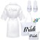 Xtinmee Bridal Shower Gifts Bride Robe with Bride Slippers and Bride Canvas Tote Bag Set Satin Robes for Wedding Day Bridal Slippers Shoulder Makeup Bag for Bachelorette Party Gifts