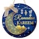 Anglechic Ramadan Door Sign Ramadan Wooden Hanging Decorations, Round Eid Mubarak Wooden Hanging Sign Wreath Moon Decorations, Ramadan Mubarak Muslim Wall Window Decorations, Blue (Ramadan Kareem)