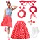 Ibeauti 50s Costumes for Women Girls 1950s Poodle Skirt Outfits Set with Cat Eye Glasses Chiffon Scarf Bandana Tie Headband Earrings Socks (Medium, Red)