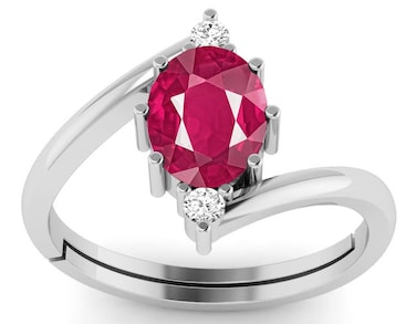 LMDPRAJAPATIS 7.00 Carat Certified Natural Ruby Gemstone 925 Sterling Silver Ring For Men And Women's(Lab - Certified)