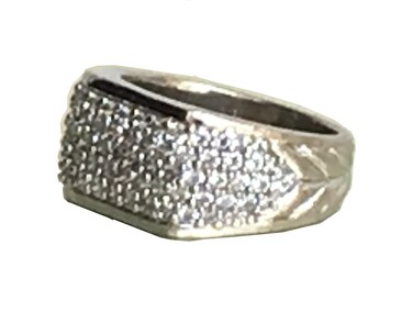 Gempara Designer Inspired Pav&eacute; Three-Sided Ring with VS1 / E Simulated Diamonds Men's Women Ring Size 9