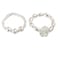 LARVOVUE 2 pcs White Pearl Flower Adjustable Rings for Women and Handmade Stacking Stackable Beaded Rings