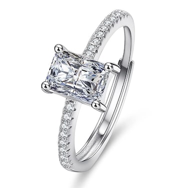 Hadskiss 18K White Gold Plated Engagement Ring for Women, 925 Sterling Silver Wedding Rings for her Women's Engagement Rings Promise Rings Wedding band