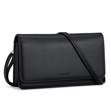 nuoku Crossbody Bag for Women, Phone Wallet Purses PU Leather Satchel, Small Shoulder Bags, Black