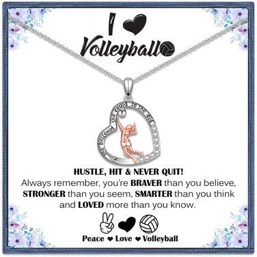 CERSLIMO Volleyball Gifts for Teens, Volleyball Necklace for Women Player Coach, Inspirational Birthday Christmas Gifts for Sport Lover