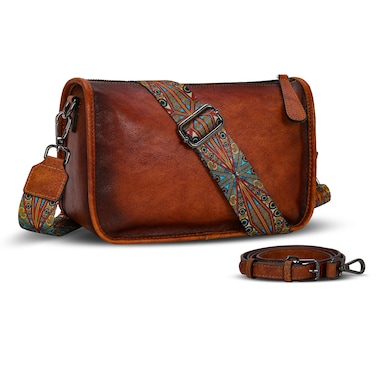 HESHE Leather Crossbody Bags for Women Hobo Purses Small Shoulder Handbags Cross Body Bag Ladies Designer Ladies Satchel Purses(Brown)