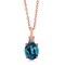 Gem Stone King 18K Rose Gold Plated Silver London Blue Topaz &amp; Diamond Pendant Necklace For Women   1.87 Cttw   Gemstone Birthstone   Oval 9X7MM   With 18 Inch Chain