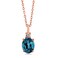Gem Stone King 18K Rose Gold Plated Silver London Blue Topaz &amp; Diamond Pendant Necklace For Women   1.87 Cttw   Gemstone Birthstone   Oval 9X7MM   With 18 Inch Chain