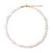 YQZIYOU Beaded Gemstone Necklace for Women - Natural Stone Choker Necklace, Pink Beads Surfer Beach Necklace, Handmade Summer Necklaces Jewelry