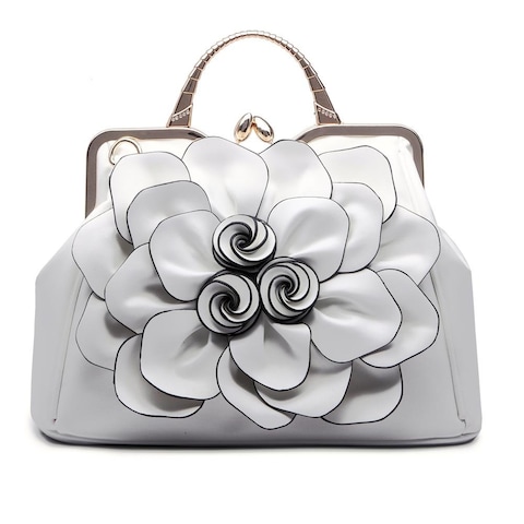 SUNROLAN Women&#39;s Evening Clutches Handbags Formal Party Wallets Wedding Purses Wristlets Ethnic Totes Satchel (9156 White)