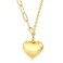 JINHUI Puffy Gold Heart Necklaces for Women, 18k Gold Plated Small Heart Charm Pendant Paperclip Chain Necklace Jewelry 16.14 inches