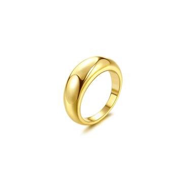 Vavily Gold Rings for Women Dainty 18K Gold Plated Thick Chunky Dome Ring Simple Statement Thumb Band Rings for Girls Size 7