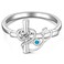 Nurse Stethoscope Ring Sterling Silver Cross Rings for Women Blue Zircon Pray Through It Cross and Heart Inspirational Medical Nursing Jewelry Size 7