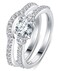 BORUO 925 Sterling Silver Ring, Cubic Zirconia CZ 2pc Wedding Band Stackable Ring Set Size 4