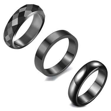 Hematite Rings for Women Anti-Swelling Black Obsidian Rings for Women Men (Ring Size 8)