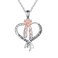 CRMAD Ballerina Necklace for Women Sterling Silver Ballet Shoes Necklace Ballerina Jewerly Gifts for Women Dancers (heart)