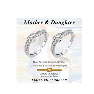 LYTTMAB Interlock Ring Mother Daughter Jewelry, S925 Sterling Silver Ring, Love Ring Knot Ring From Daughter to Mother Ring From Mother to Daughter Ring, Ring For Women Mom 2 rings