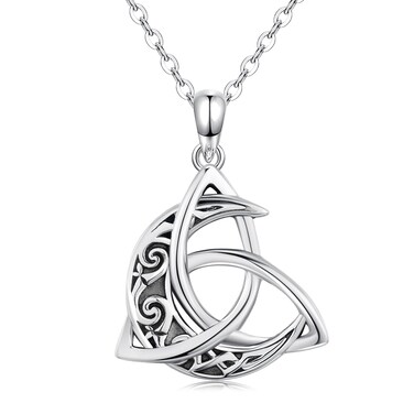 CHENGHONG Celtic Moon Necklace for Women 925 Sterling Silver Celtic Pendant Necklace Crescent Irish Necklace Jewelry Gift