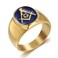 INRENG Stainless Steel Gold Plated Freemason Masonic Rings for Men Women Blue G Lodge Master Mason Signet Band Size 8