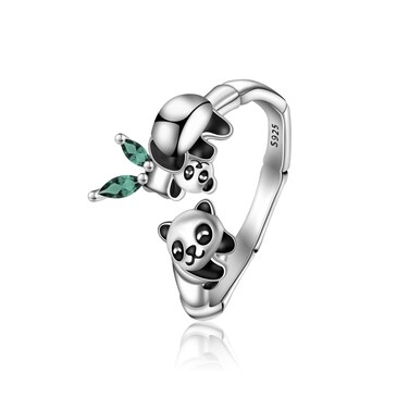 CHIC &amp; ARTSY Bear Ring 925 Sterling Silver Bear Rings White Gold Bear Ring Best Friend Bear Rings for Women Adjustable Animal Open Ring