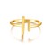 GNIRTSI Gold Parallel Bar Ring for Women Asymmetrical Double T Line 14K Gold Plated Minimalist Stack Thin Band Open Finger Jewelry Size 5