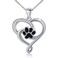 Ecooon Puppy dog cat pet paw print love heart pendant necklace for women, 925 Sterling Silver Pet Memorial Necklace Jewelry for dog owner Animal claw footprint for Women Birthday Christmas Gifts